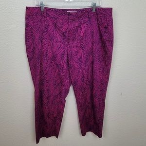 Coldwater Creek Raspberry Leaf Print Cropped Pants (2745)